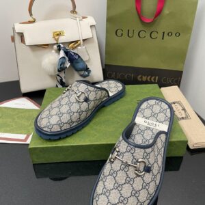 Alternative view of Gucci Men's GG Slipper With Horsebit Blue For Men GG Shoes ‎694249 96G60 4073