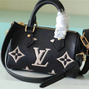Alternative view of Louis Vuitton Nano Speedy Top Handle Bag 6.3in/ 16cm Black/ Beige Monogram Empreinte Gold Hardware For Women