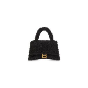 Balenciaga Furry Hourglass Small Handbag With Strap In Black For Women 9.4in/24cm 676365210FU1000