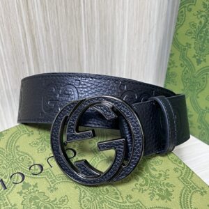 Alternative view of Gucci GG Marmont Circle Buckle Belt Black Leather With Black Trim 40mm