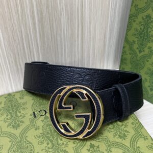 Alternative view of Gucci GG Marmont Circle Buckle Belt Black Leather With Gold Trim 40mm