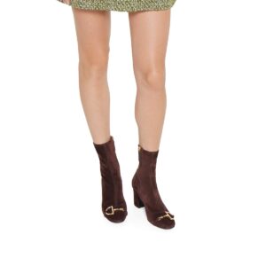 Alternative view of Gucci Ankle Boots With Half Horsebit Dark Brown Suede For Women 849549 AAFMU 2344