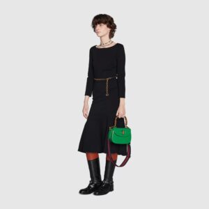 Alternative view of Gucci Bamboo 1947 Small Top Handle Bag 8.3in/ 21cm Green Gold Hardware For Women 675797 10ODT 3384