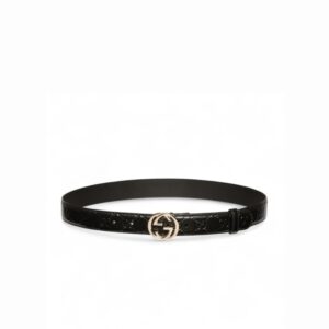 Gucci Belt With Interlocking G Buckle Black For Women 30mm 813008 AAD5L 1000