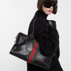 Alternative view of Gucci Borsetto Large Boston Shoulder Bag 15.2in/ 39cm Black Gold Hardware For Women 866734 AAGIQ 1053