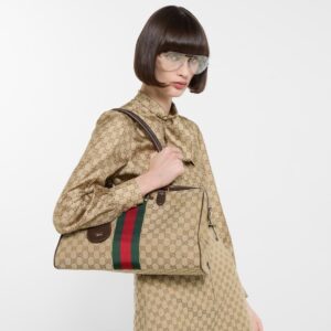 Alternative view of Gucci Borsetto Large Boston Shoulder Bag 15.2in/ 39cm Sand/ Brown Gold Hardware For Women 866734 FAFV9 9653