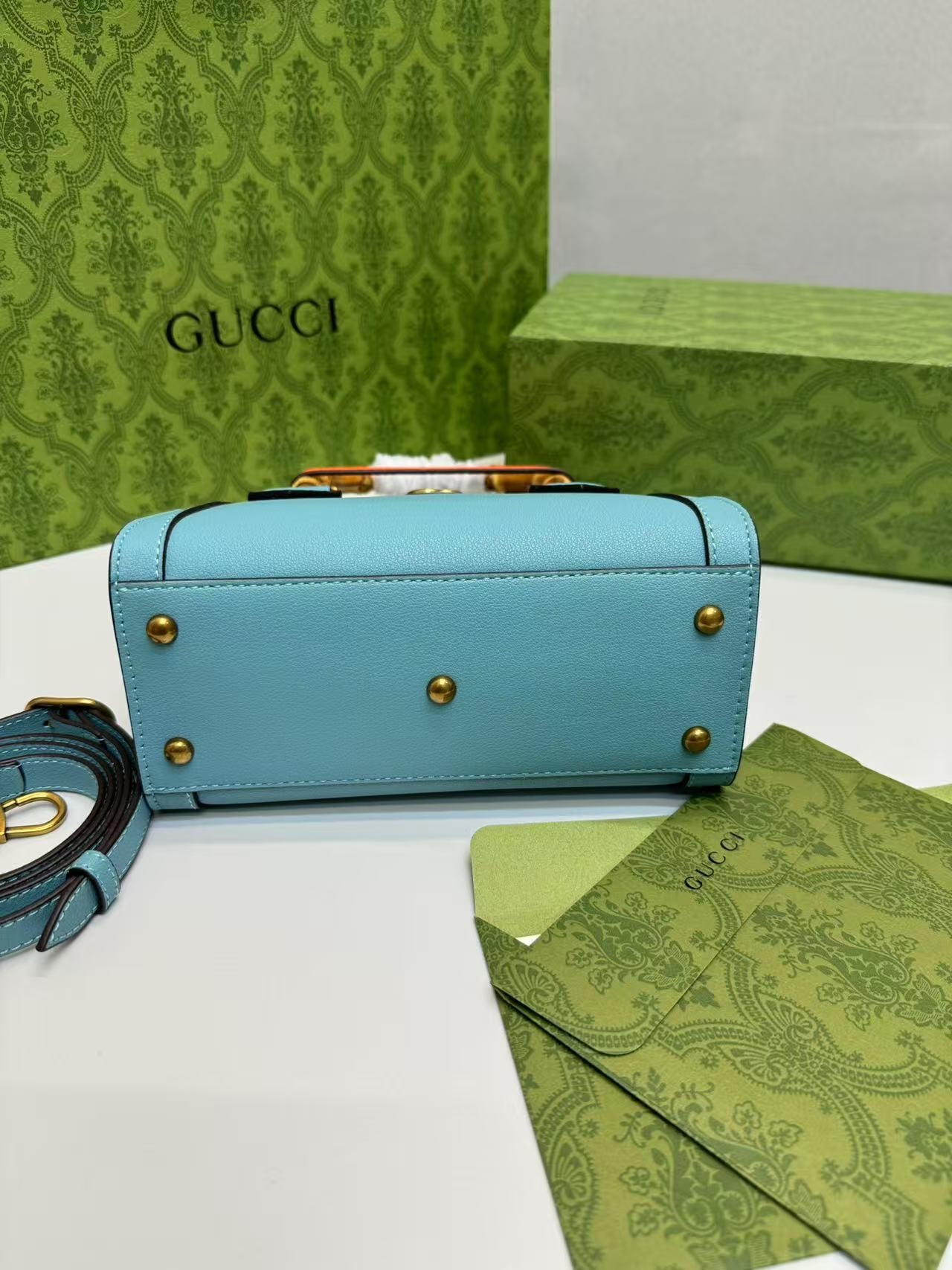 Gucci Diana Mini Tote Bag Light Blue For Women, Women's Bags 7.9in/20cm GG 702732 U3ZDT 4377 - Image 3