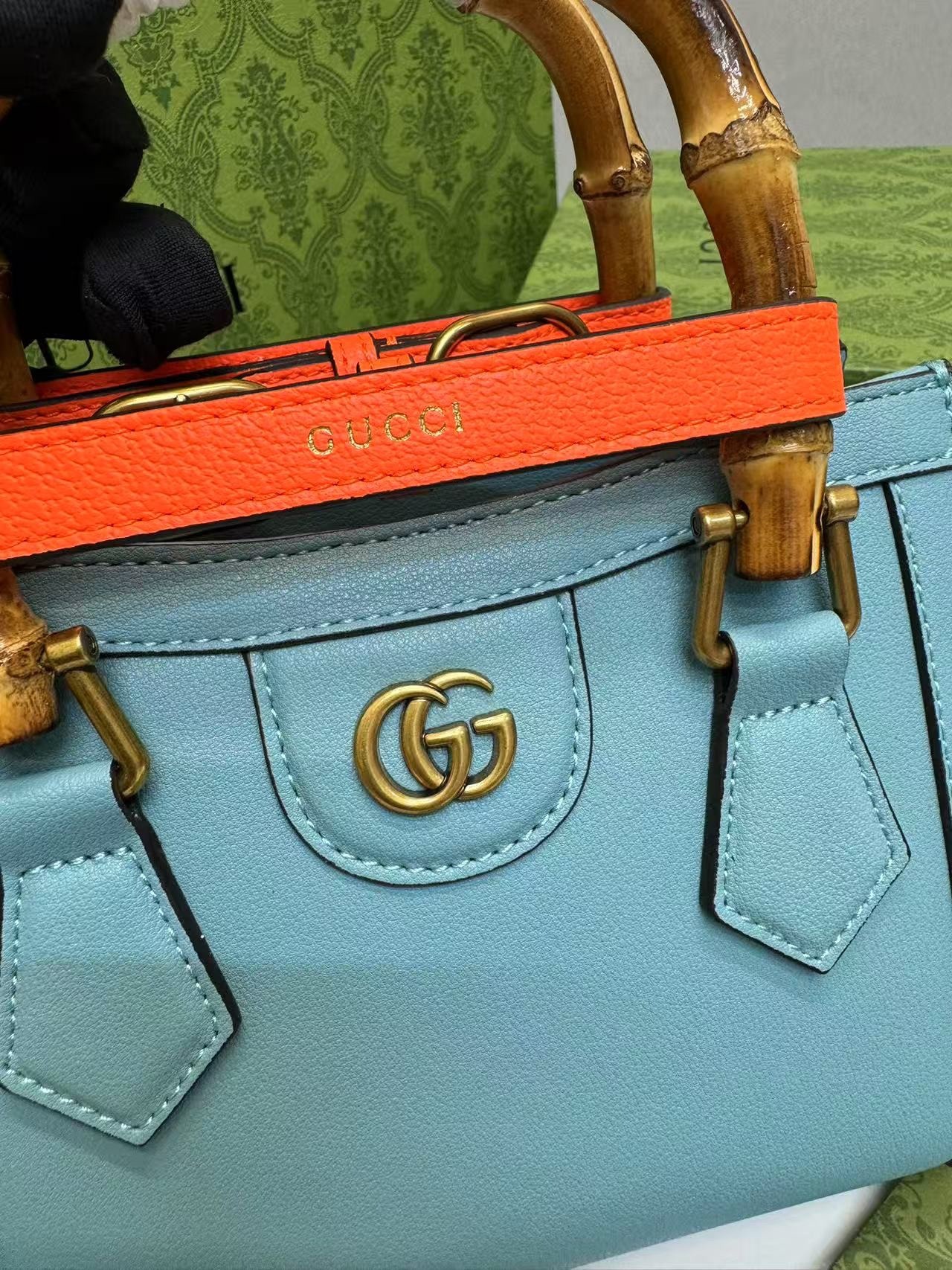 Gucci Diana Mini Tote Bag Light Blue For Women, Women's Bags 7.9in/20cm GG 702732 U3ZDT 4377 - Image 5