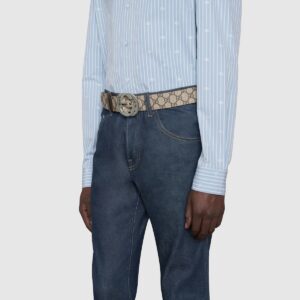 Alternative view of Gucci GG Belt 38mm With Interlocking G Buckle Beige/Ebony For Men 411924 KGDHN 9643