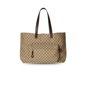 Gucci GG Canvas Maxi Tote Bag Beige And Dark Brown For Men 18in/46cm 802166 FADUU 8657