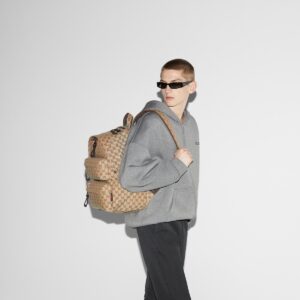 Alternative view of Gucci GG Canvas Medium Backpack Beige And Dark Brown For Men 14.4in/37cm 800265 FADSC 9852