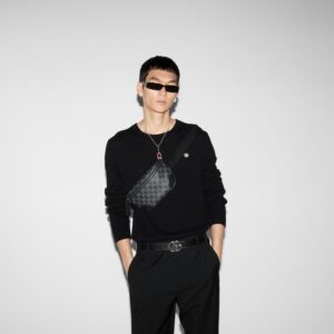 Alternative view of Gucci GG Emblem Small Belt Bag 9.1in/ 23cm Black Silver Hardware For Men 821165 FAED9 1000