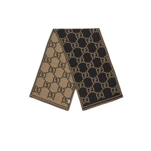 Gucci Check GG Scarf Black And Beige 70.8in/180cm ‎660025 4G386 1079