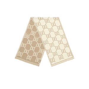 Gucci GG Jacquard Scarf Ivory And Beige 70.8in/180cm ‎774419 3GAMQ 9778