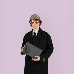 Alternative view of Gucci GG Marmont Pouch 12in/30.5cm Grey Black Hardware For Men 475317 1T56F 1126