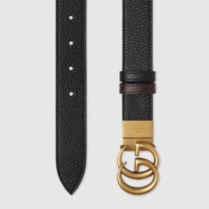Alternative view of Gucci GG Marmont Reversible Thin Belt 30mm Black For Men 643847 CAO2T 1062