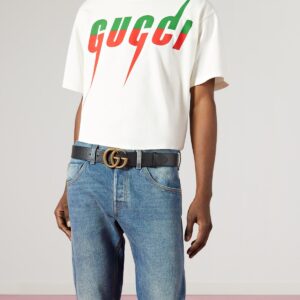 Alternative view of Gucci GG Marmont Wide Belt 38mm Black For Men 406831 DJ20T 1000