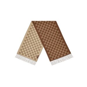 Gucci GG Scarf Brown And Beige 74.8in/190cm ‎812317 3GAC0 2379