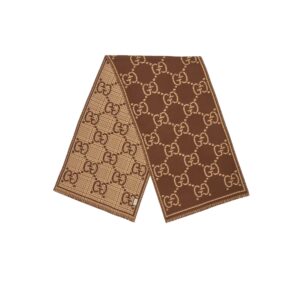 Gucci GG Scarf Brown And Beige 71in/180cm ‎660025 4G386 2579