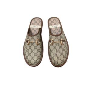 Gucci Men's GG Slipper With Horsebit Gray For Men GG Shoes ‎694249