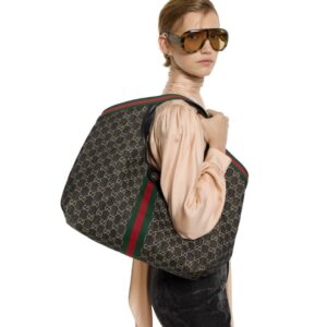 Alternative view of Gucci Giglio Large Tote Bag 21.3in/ 54cm Black Denim Gold Hardware For Women ‎‎853971 FAFYU 1155