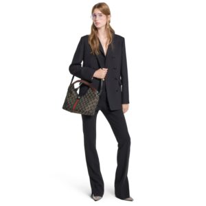 Alternative view of Gucci Giglio Small Tote Bag 9.8in/ 25cm Black And White GG Denim Gold Hardware For Women ‎860845 FAFYU 1155