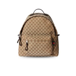 Gucci Medium GG Backpack With Web Beige And Dark Brown For Men 14.2in/36cm 824624 FAEHZ 9795
