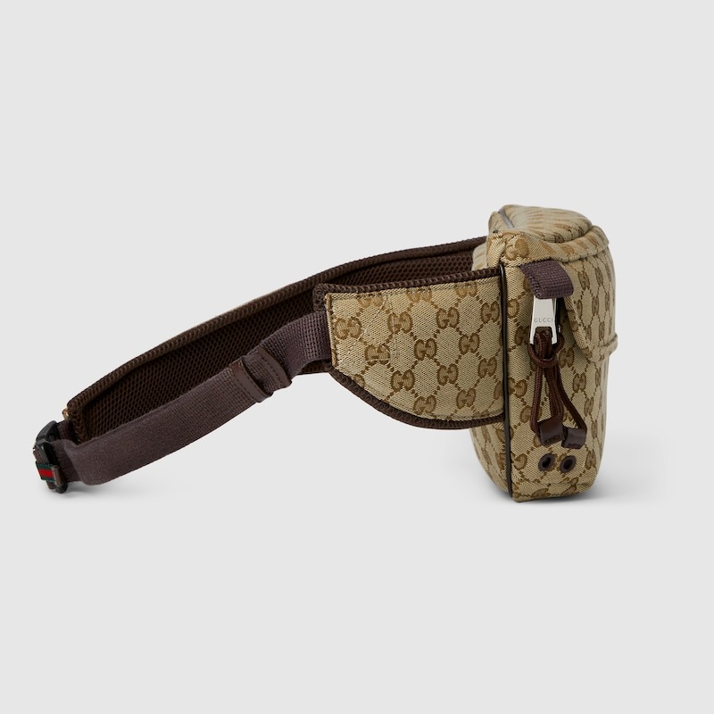 Gucci Small GG Belt Bag Beige And Dark Brown For Men 12.6in/32cm 804262 FADUK 9853