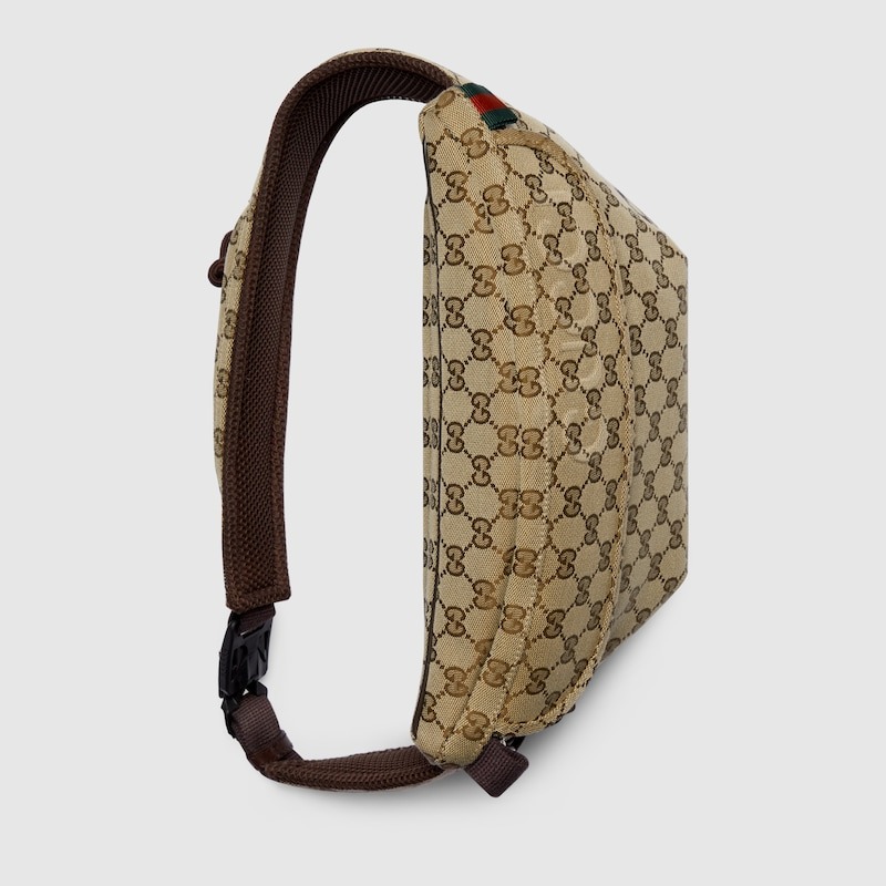 Gucci Small GG Belt Bag Beige And Dark Brown For Men 12.6in/32cm 804262 FADUK 9853