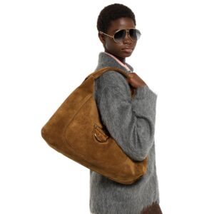 Alternative view of Gucci Softbit Maxi Shoulder Bag 18.1in/ 46cm Brown Suede Gold Hardware For Women 837466 AAFLB 2118