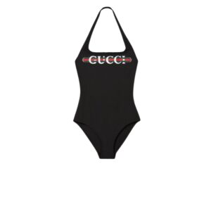Gucci Sparkling Jersey Swimsuit With Print Black For Women 820749 XHAKC 1152