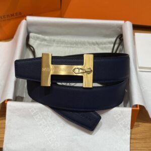 Alternative view of Hermès “H-Zip” 38mm Reversible Belt Navy Blue & Black