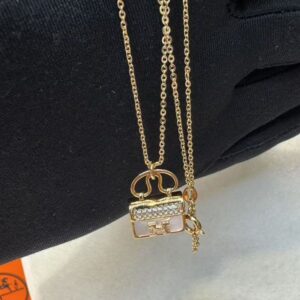 Alternative view of Hermes Amulettes Constance Necklace Gold Tone For Women