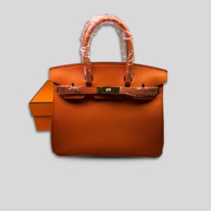 Alternative view of Hermes Birkin Top Handle Bag 11.8in/ 30cm Orange Semi Handstitched Gold Hardware For Women
