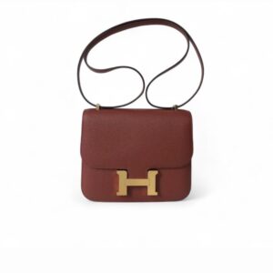 Hermes Constance 18 Crossbody Bag 7.1in/ 18cm Burgundy Espom Gold Hardware For Women
