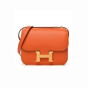 Hermes Constance 18 Crossbody Bag 7.1in/ 18cm Orange Gold Hardware For Women