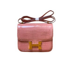 Hermes Constance 18 Crossbody Bag 7.1in/ 18cm Pink Gold Hardware For Women