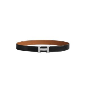 Hermes H Guillochee Belt 32mm Buckle And Reversible Leather Strap Noir H064540CK05