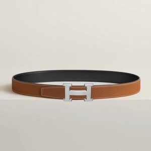 Alternative view of Hermes H Guillochee Belt 32mm Buckle And Reversible Leather Strap Noir H064540CK05