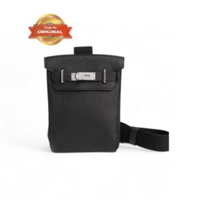 Hermes Hac A Dos PM Backpack 11in/ 28cm Noir Silver Hardware For Men H083589CK89
