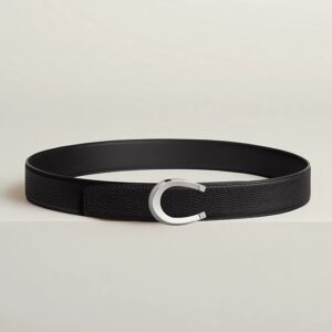 Alternative view of Hermès Luck Belt Buckle Reversible Leather Strap 38mm Noir For Men H010412CK05