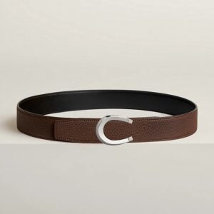 Alternative view of Hermès Luck Belt Buckle Reversible Leather Strap 38mm Noir/Chocolat For Men H010412CK05