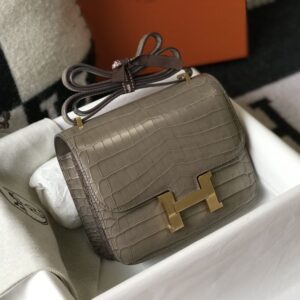 Alternative view of Hermes Mini Constance Bag Grey For Women Gold Color Hardware 7.1in/18cm