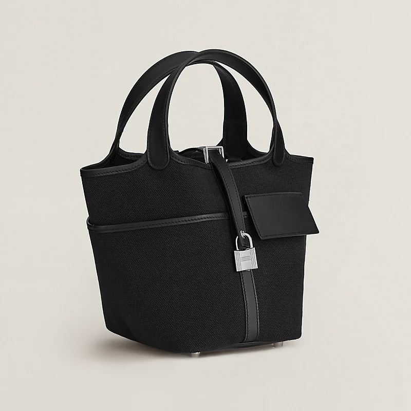 Hermes Picotin Lock 18 Pocket Top Handle Bag 7.1in/ 18cm Noir Silver Hardware For Women H083189CKAA
