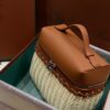 Loro Piana Extra Pocket L19 North-South Wicker Top Handle Bag 8.3in/ 21cm Malt/ Deep Kummel Silver Hardware For Women FAN5321 B3PK - Image 3