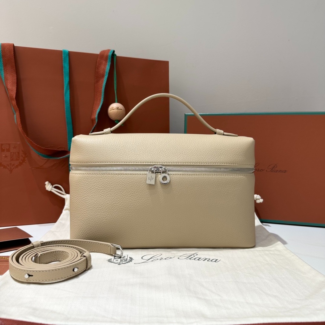 Loro Piana Extra Pocket L27 Top Handle Bag 10.6in/ 27cm Whisper Beige Gold Hardware For Women FAN4043 1615