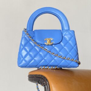 Alternative view of Chanel Kelly Mini Top Handle Bag 5.1in/ 13cm Blue Gold Hardware For Women