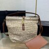 Saint Laurent Le 37 In Woven Raffia And Vegetable-Tanned Beige For Women 9.8 Inches/ 25 Cm 773991GAAD72080 - Image 3
