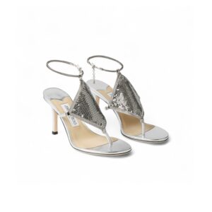 Jimmy Choo Metal Mesh Thong 85 Silver For Women 2000THEMETALMESHMNA