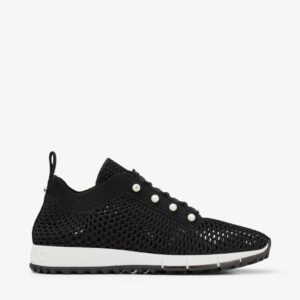 Alternative view of Jimmy Choo Veles Crochet Knit Low-Top Trainers Black For Women VELESPBT
